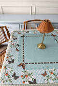 The Linden House Mahjong Mat by The Design
Atelier - blue floral and butterfly mahjong mat